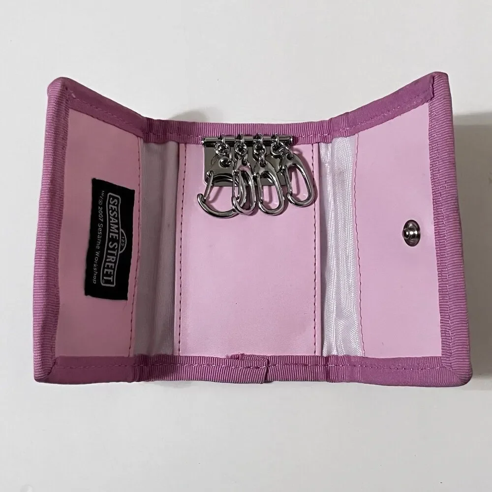 Sesame Street Baby Characters Pink Glitter Key Holder Coin Wallet Tri-Fold 2007